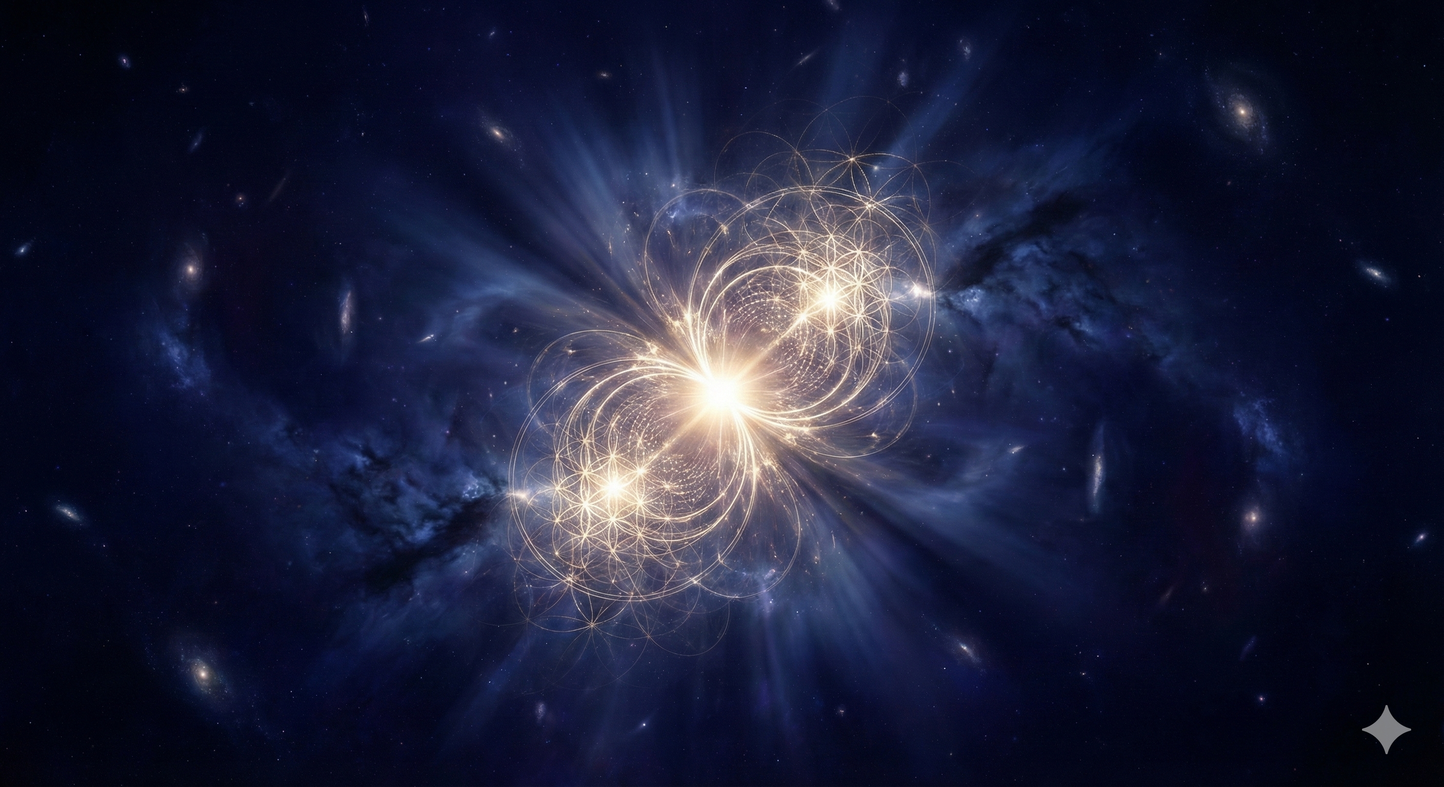 Bythos &mdash; The Source: Sacred geometry fractals of light emanating from a singularity in an infinite cosmic void